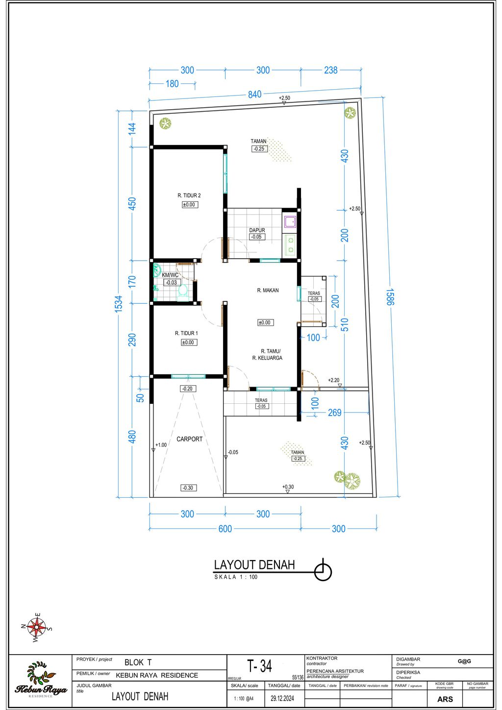 foto denah rumah tipe Anggrek 55/136 perumahan KEBUN RAYA RESIDENCE