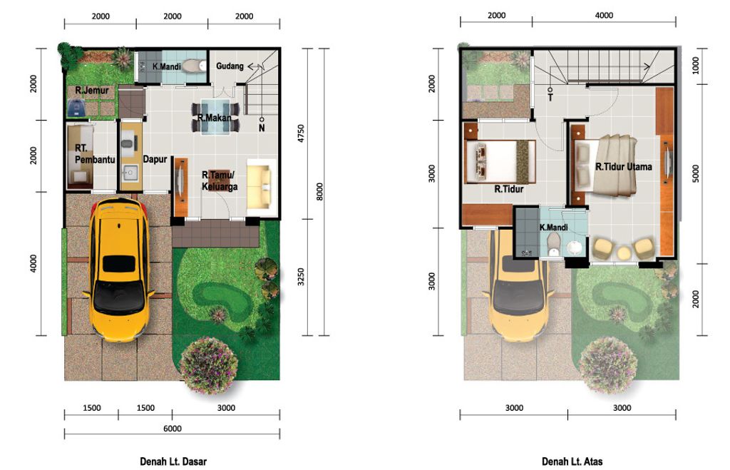 foto denah rumah tipe SERA/10 perumahan CLUSTER MALIBU VILLAGE