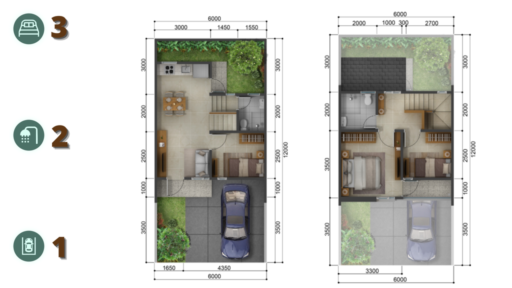 foto denah rumah tipe OAKWOOD perumahan IMPERIAL WOOD