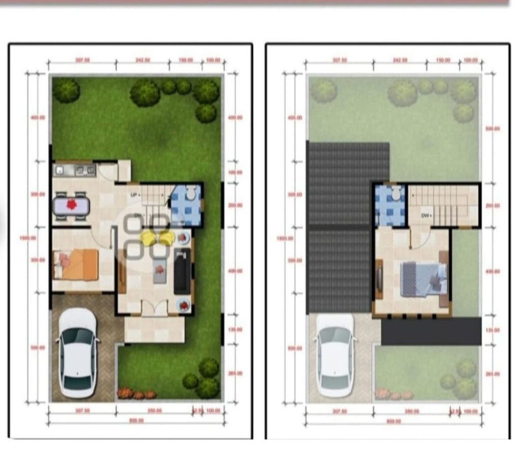 foto denah rumah tipe Queen 2 perumahan THE ROYAL HILLS