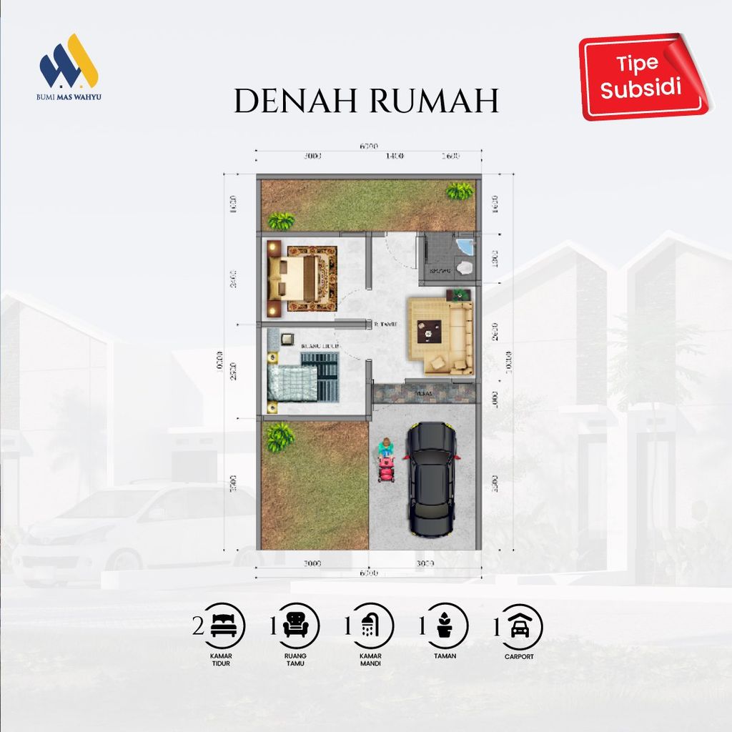 foto denah rumah tipe MELATI perumahan PERUMAHAN BUMI PLATINUM RESIDENCE