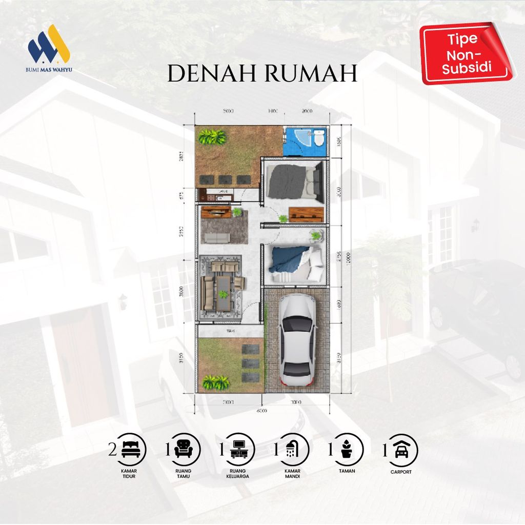 foto denah rumah tipe MAWAR perumahan PERUMAHAN BUMI PLATINUM RESIDENCE