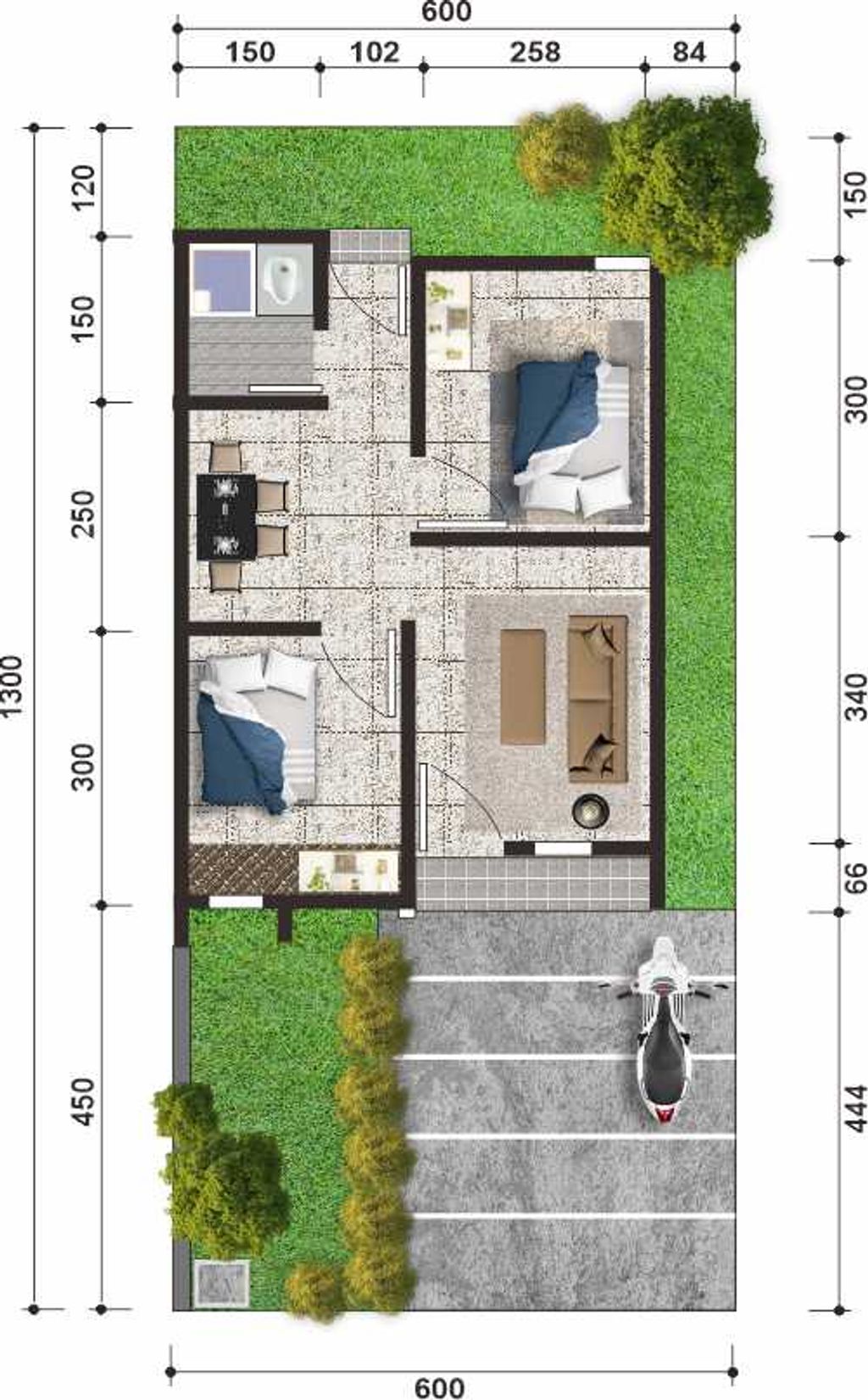 foto denah rumah tipe 36 perumahan Kirana Signature 2