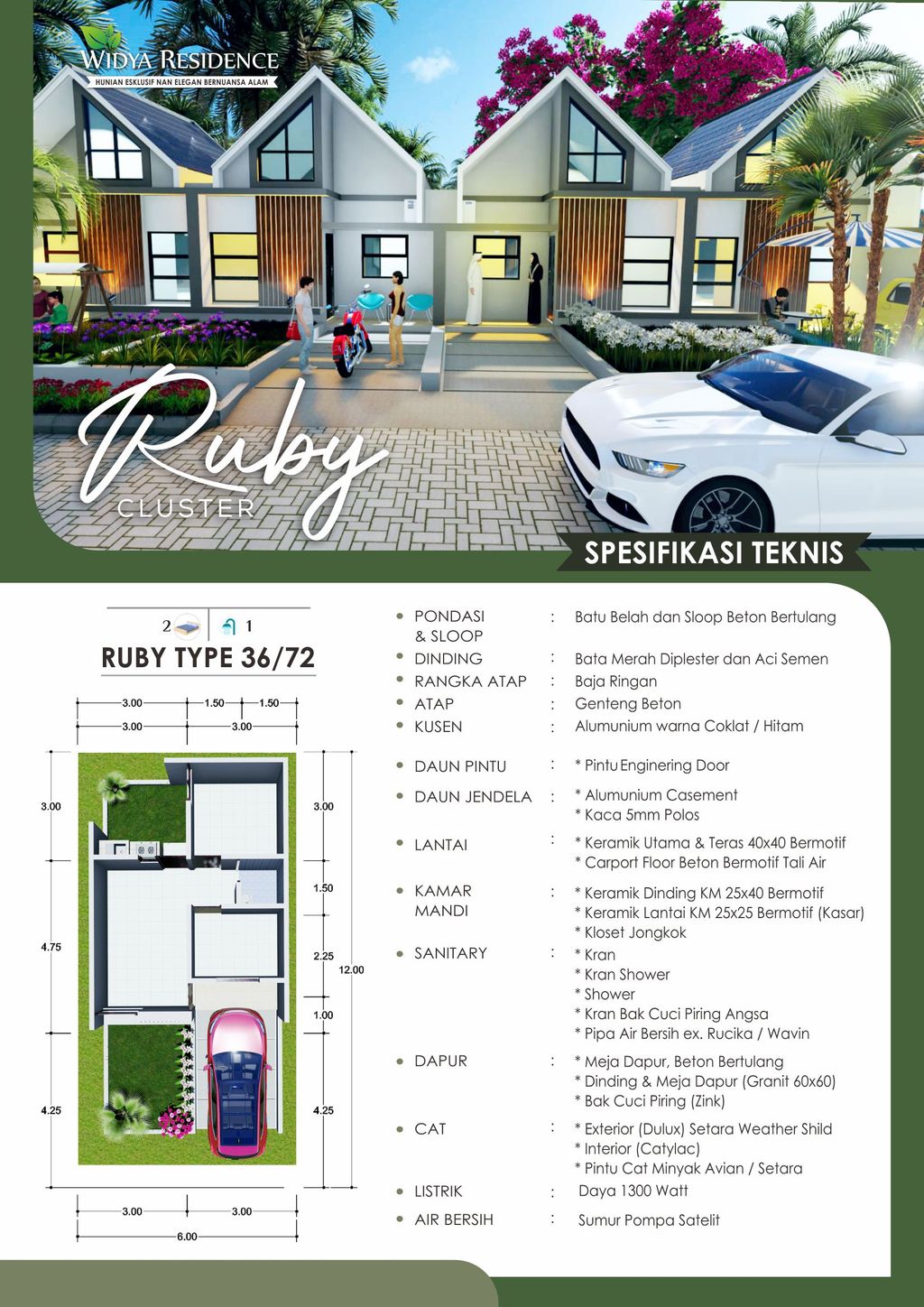 foto denah rumah tipe RUBY 2 perumahan CLUSTER RUBY