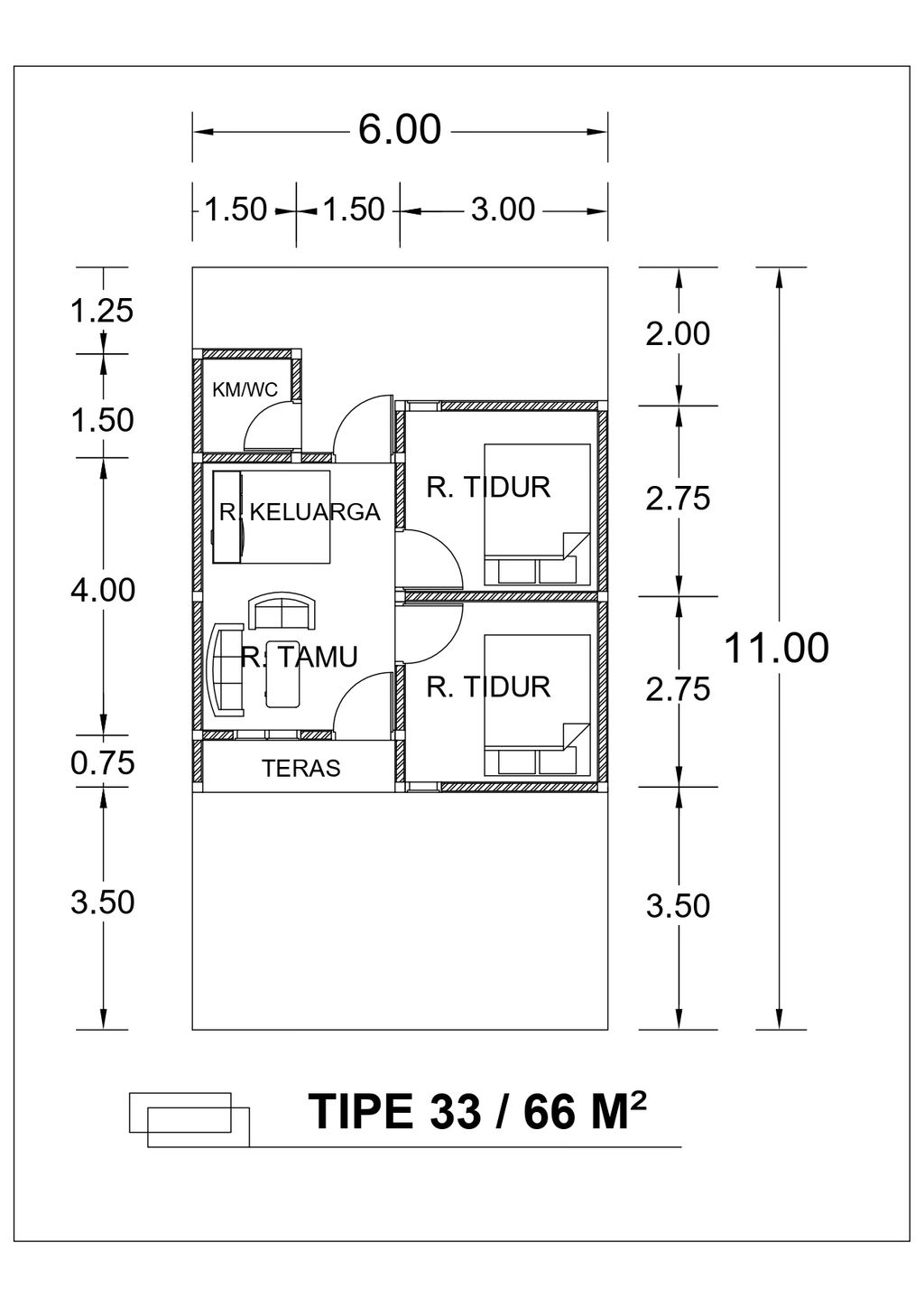 foto denah rumah tipe 33 perumahan TAMAN MAHKOTA RAYA