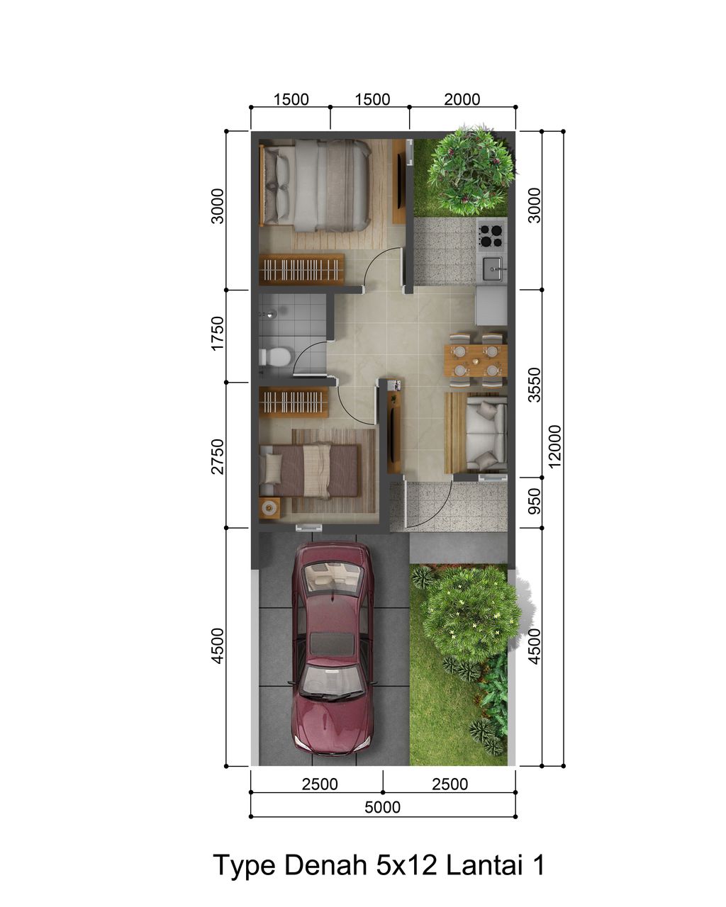 foto denah rumah tipe ROSEWOOD perumahan IMPERIAL WOOD