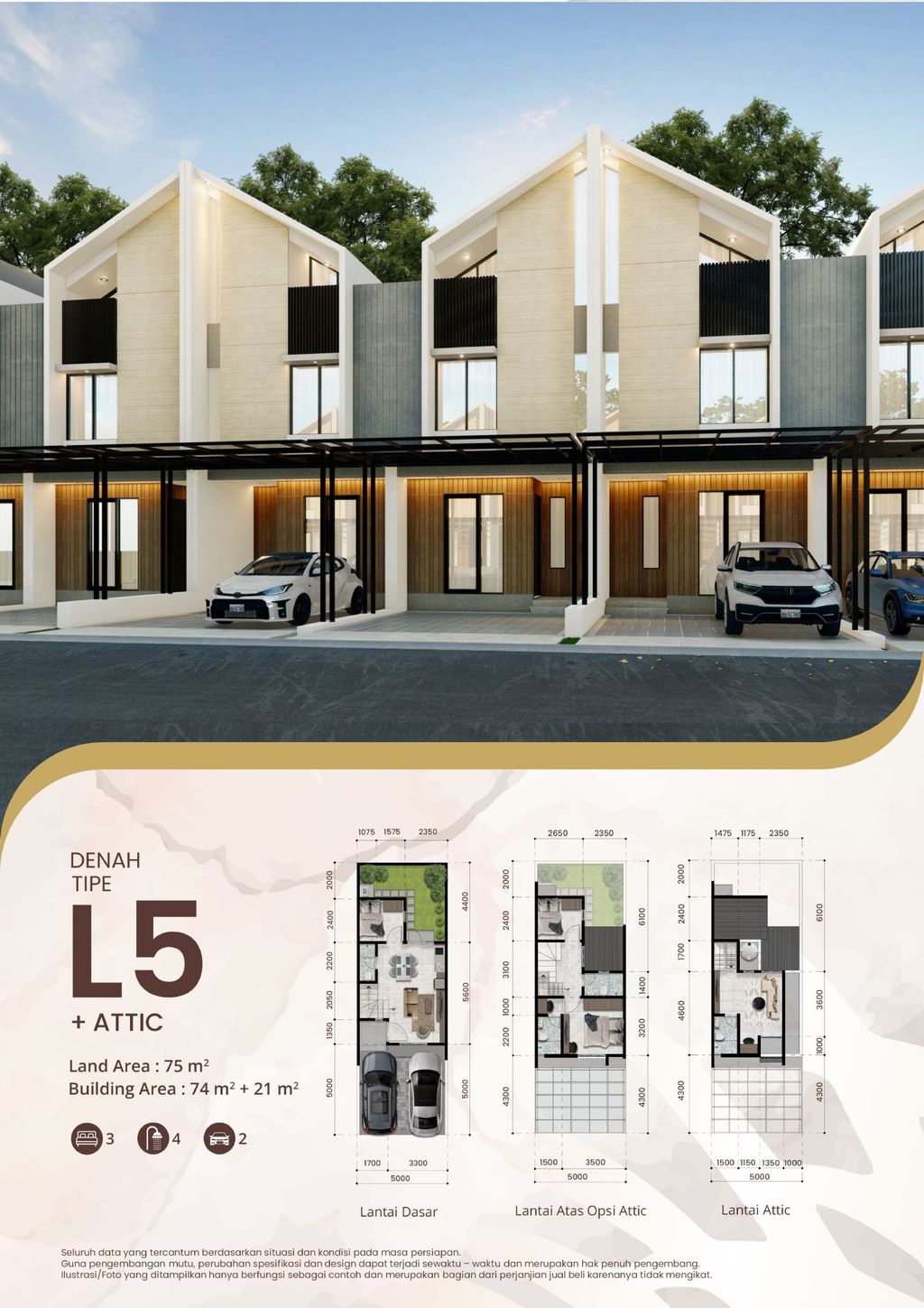 foto tampak rumah tipe L5 Std perumahan The Essence at Zebrina