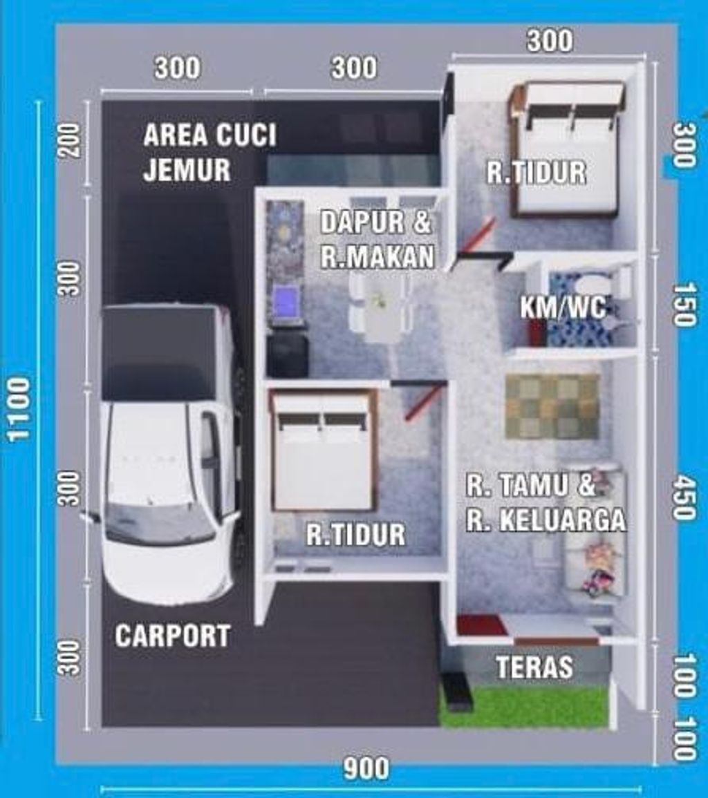 foto denah rumah tipe 45 perumahan PERMATA INDAH 3 TAHAP 3