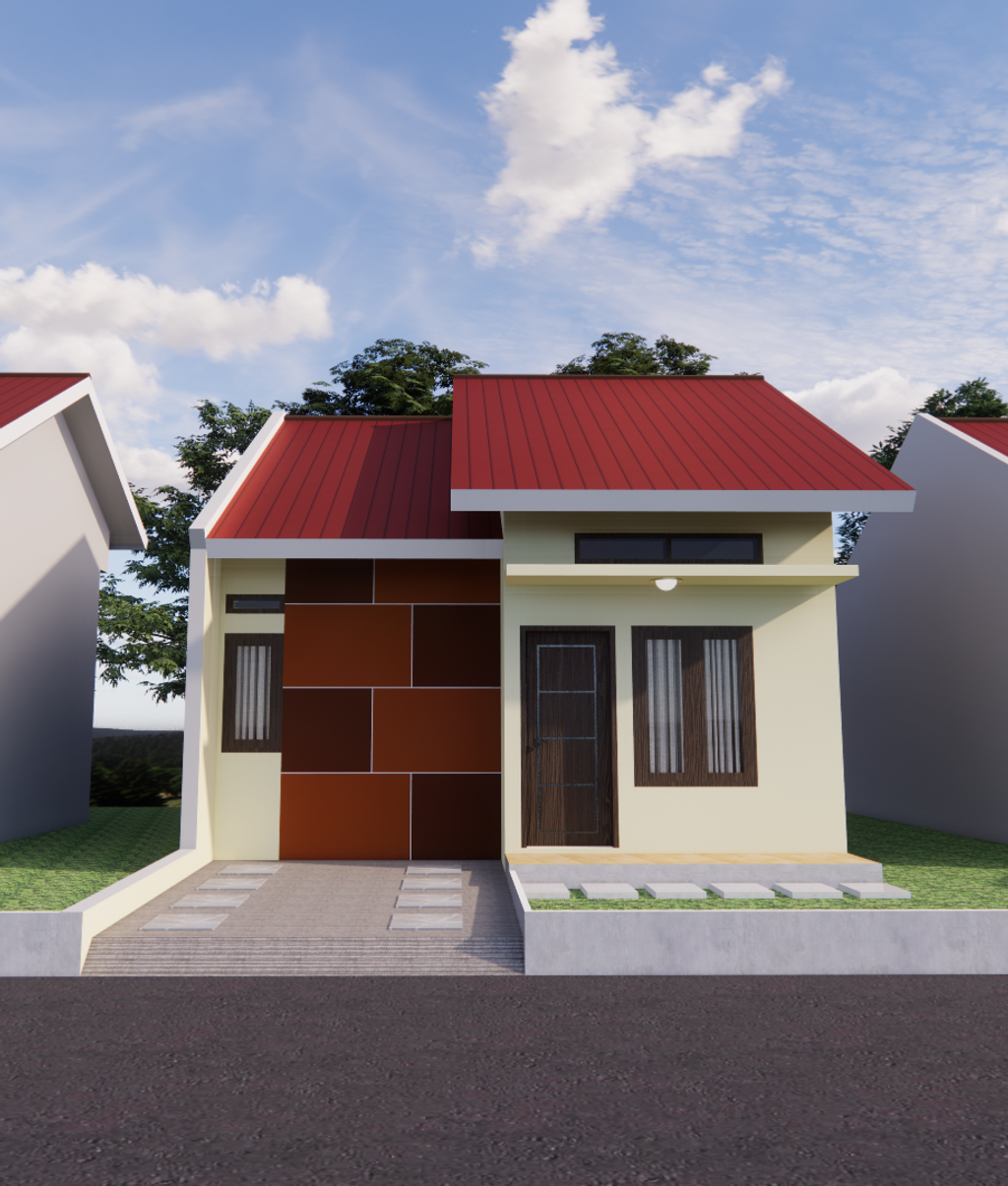 foto tampak rumah tipe 36/108 perumahan BUKIT KHATULISTIWA AIMAS