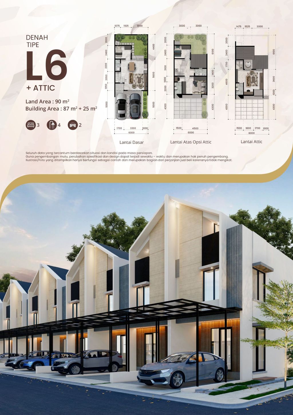 foto denah rumah tipe L6 Attic perumahan The Essence at Zebrina