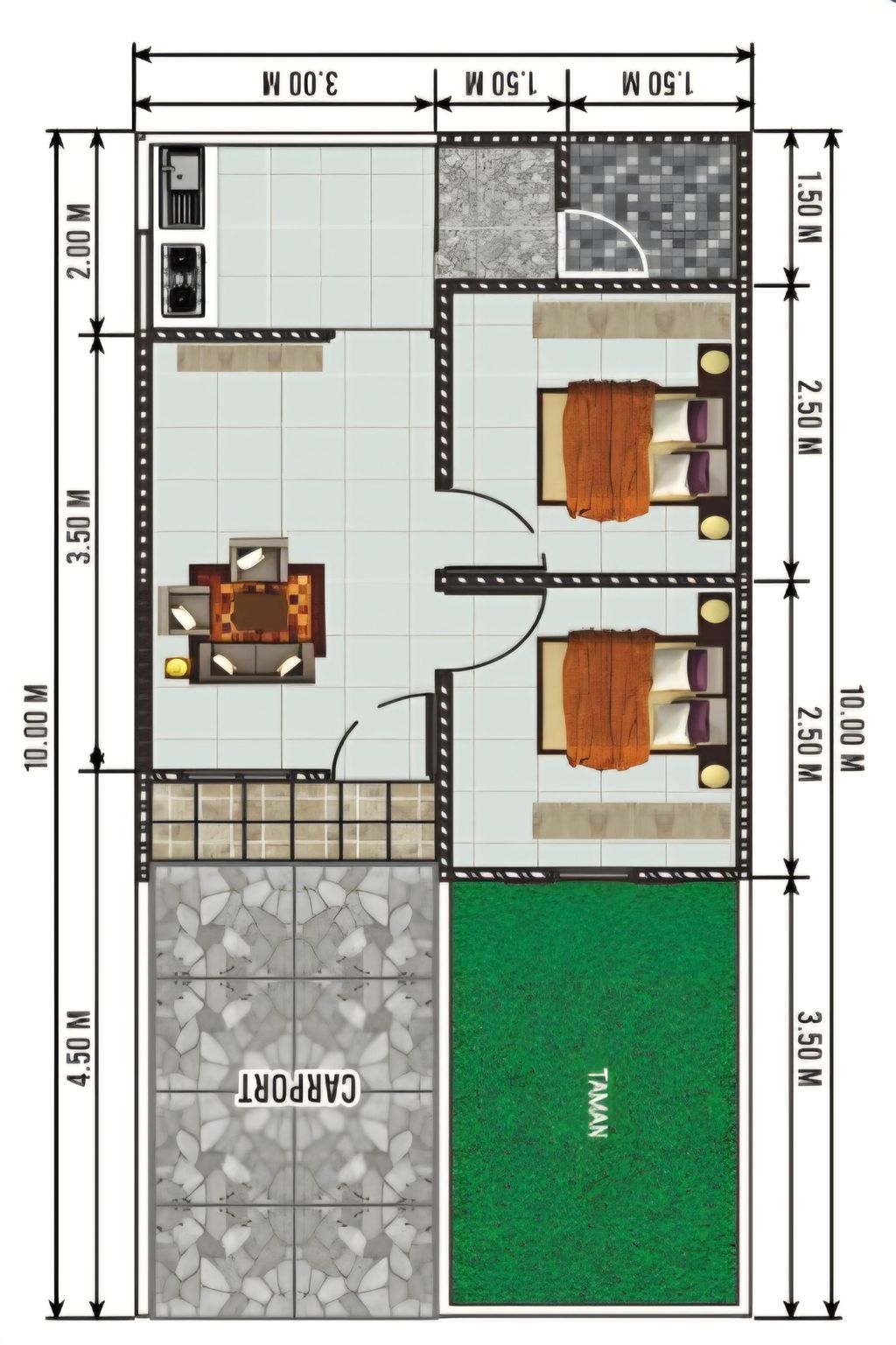 foto denah rumah tipe 30/60 perumahan GRAHA PANGULAH