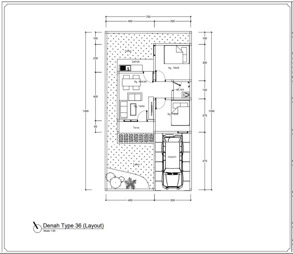 foto denah rumah tipe 36 perumahan MUTIARA MAIWA RESIDENCE
