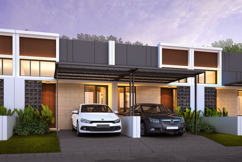 foto tampak rumah tipe VIOLA perumahan MANYAR RIVERSIDE