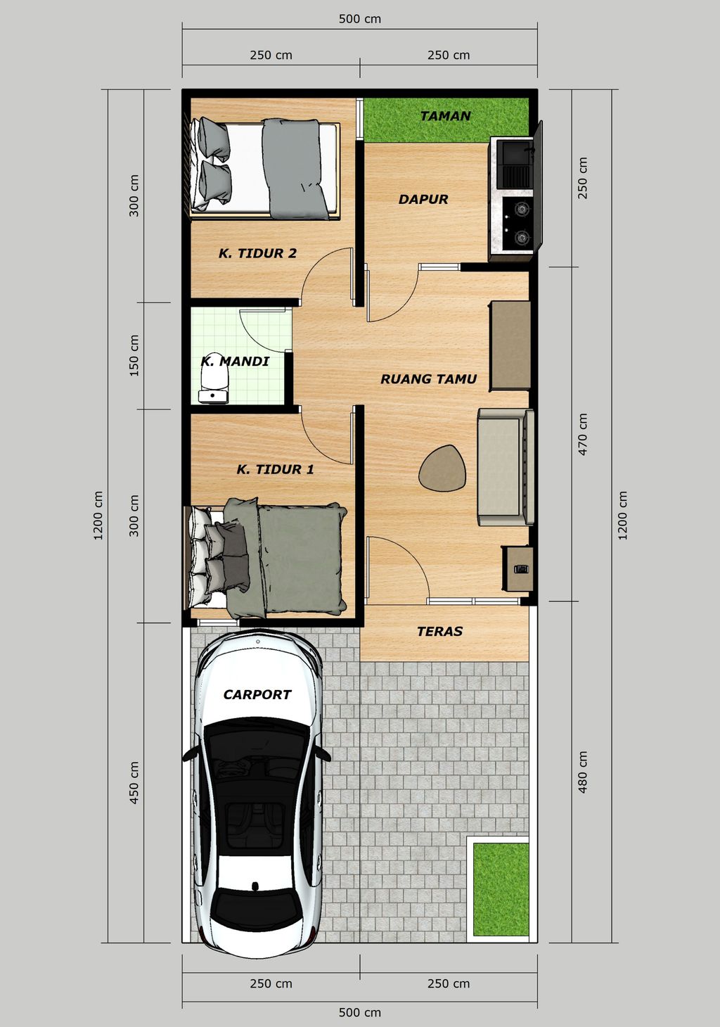 foto denah rumah tipe 36/60 perumahan GRAND NORTH MENGANTI