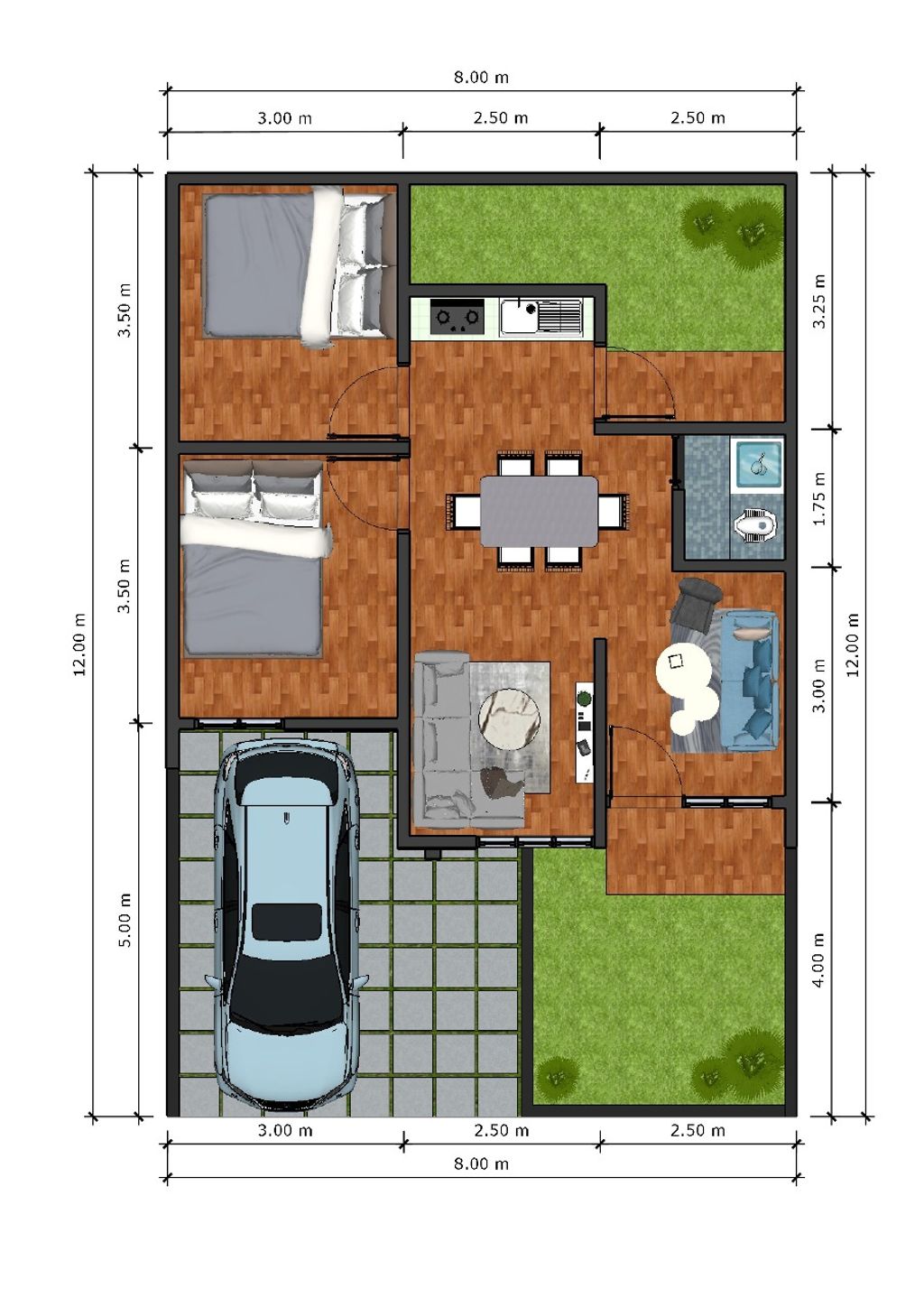 foto denah rumah tipe 54/112 perumahan QUEEN GARDENIA BOULEVARD