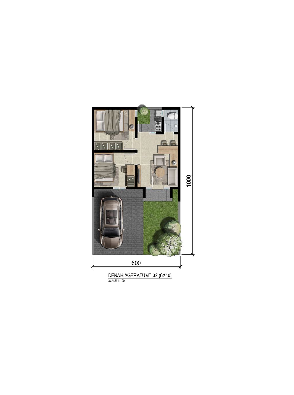 foto denah rumah tipe NEW AGERATUM perumahan MANYAR RIVERSIDE