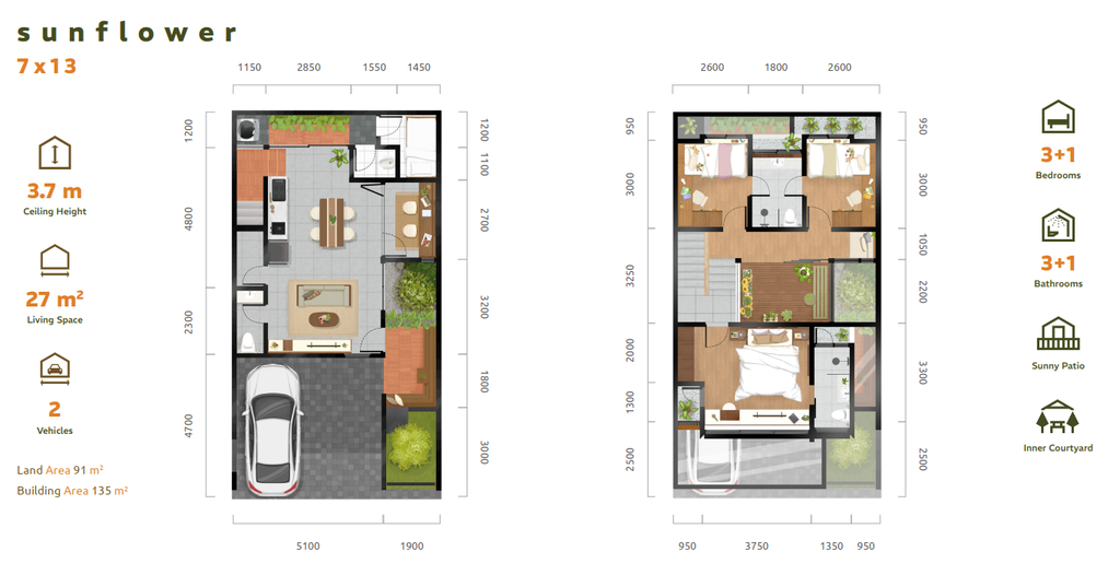 foto denah rumah tipe Sunflower perumahan Wovendream House