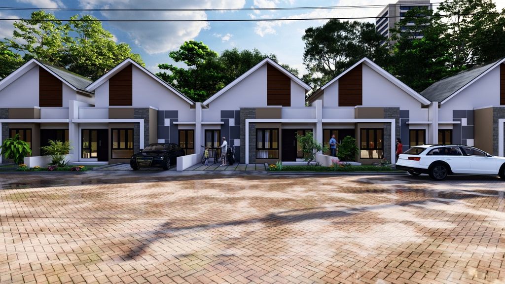 foto tampak rumah tipe 54/112 perumahan QUEEN GARDENIA BOULEVARD