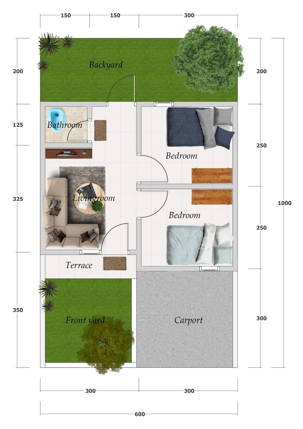 foto denah rumah tipe 30/60 perumahan GRIYA AL KARIIM 2