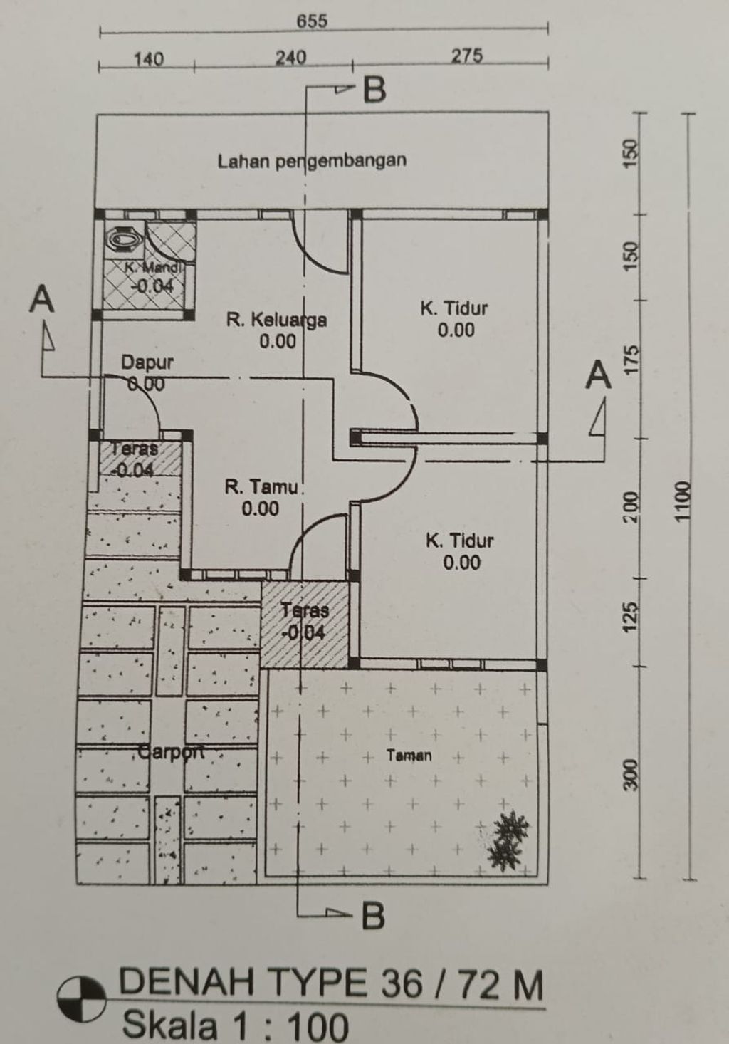 foto denah rumah tipe 36 perumahan PERUMAHAN GUNUNGSARI INDAH TAHAP II