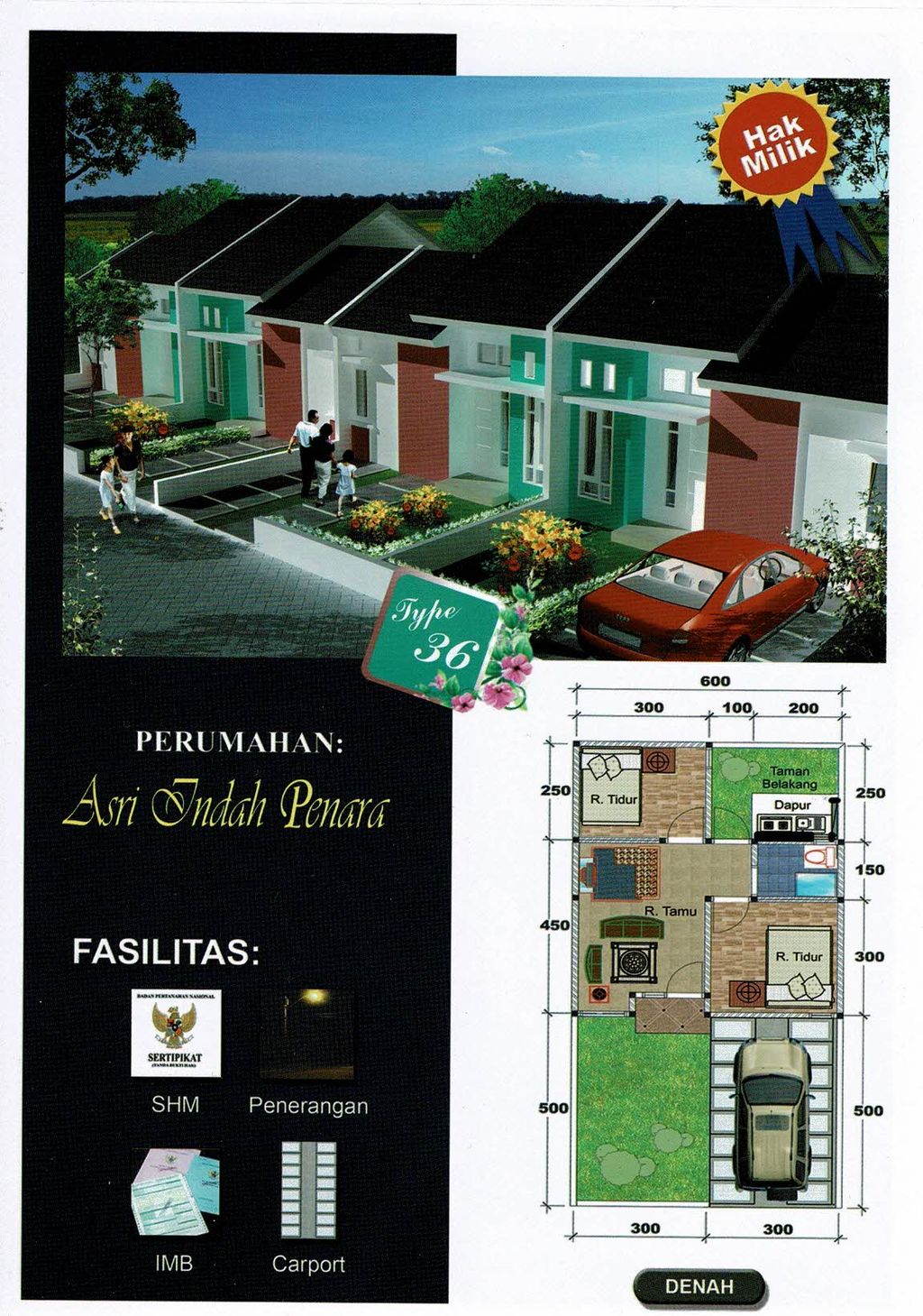 foto denah rumah tipe 36/95 perumahan Asri Indah Penara