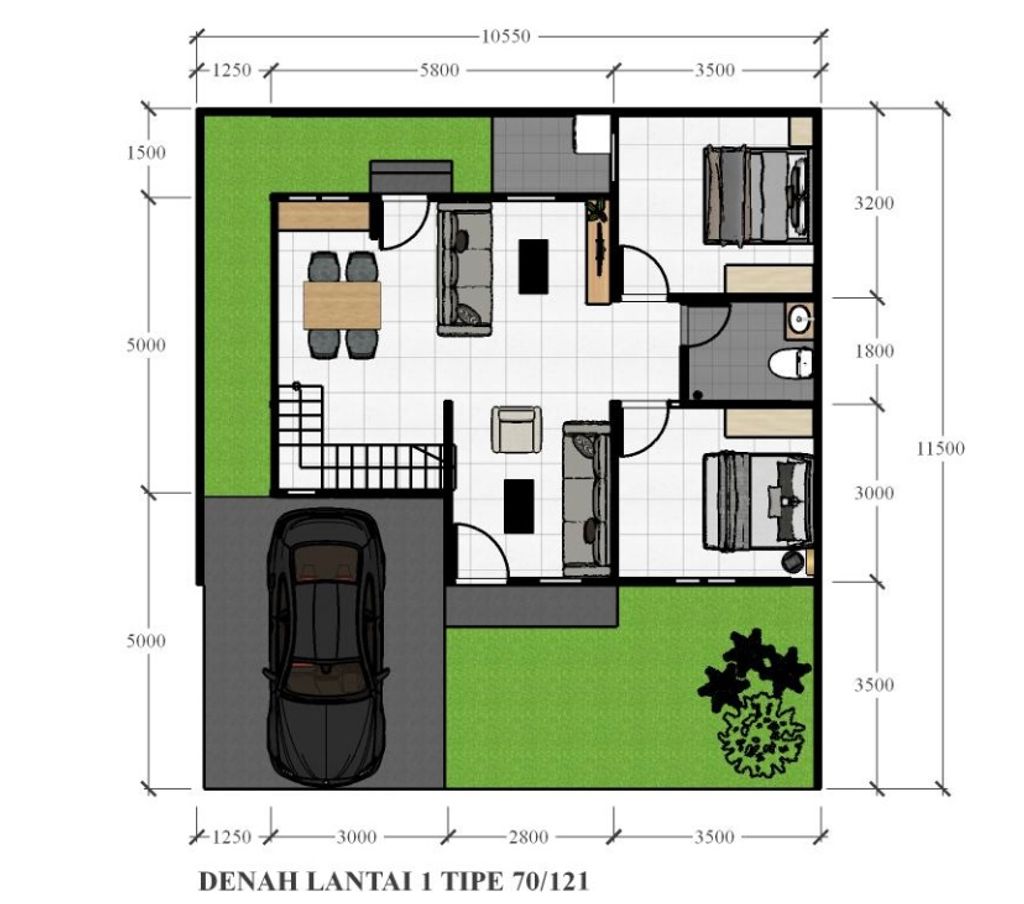 foto denah rumah tipe 70 perumahan CASA PALMA