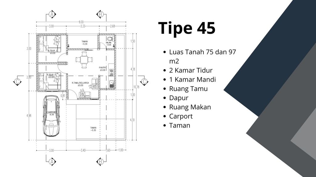foto denah rumah tipe 45 perumahan Citra Kurnia Residence