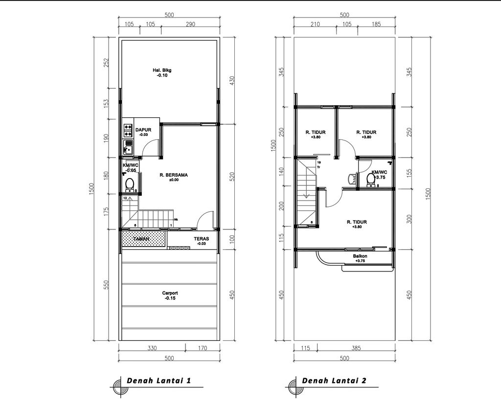 foto denah rumah tipe 60 Compact 3 Kamar HC (774) perumahan G-Land Ciwastra Park 2