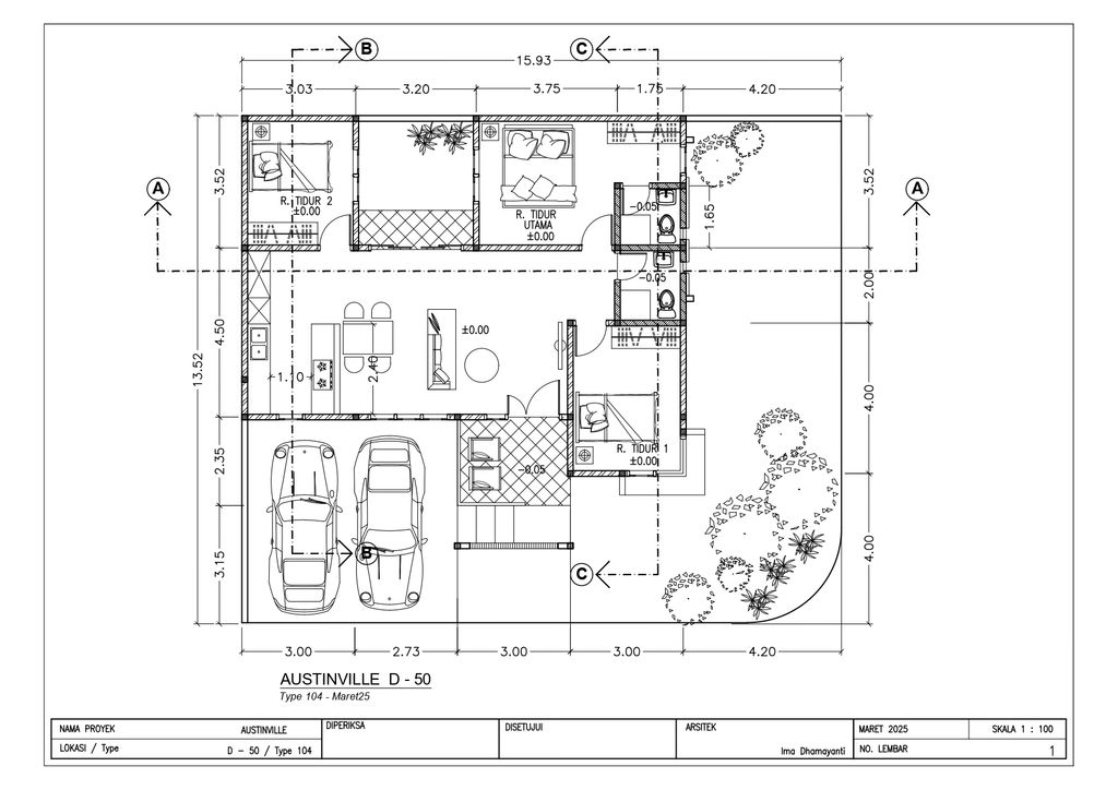 foto denah rumah tipe T. 104 / 213 perumahan Perumahan AUSTINVILLE Tahap III