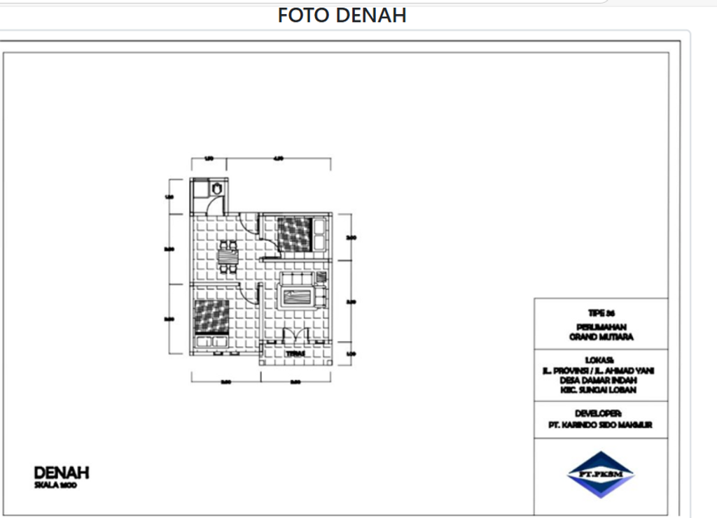 foto denah rumah tipe 36 perumahan GRAND MUTIARA KURANJI
