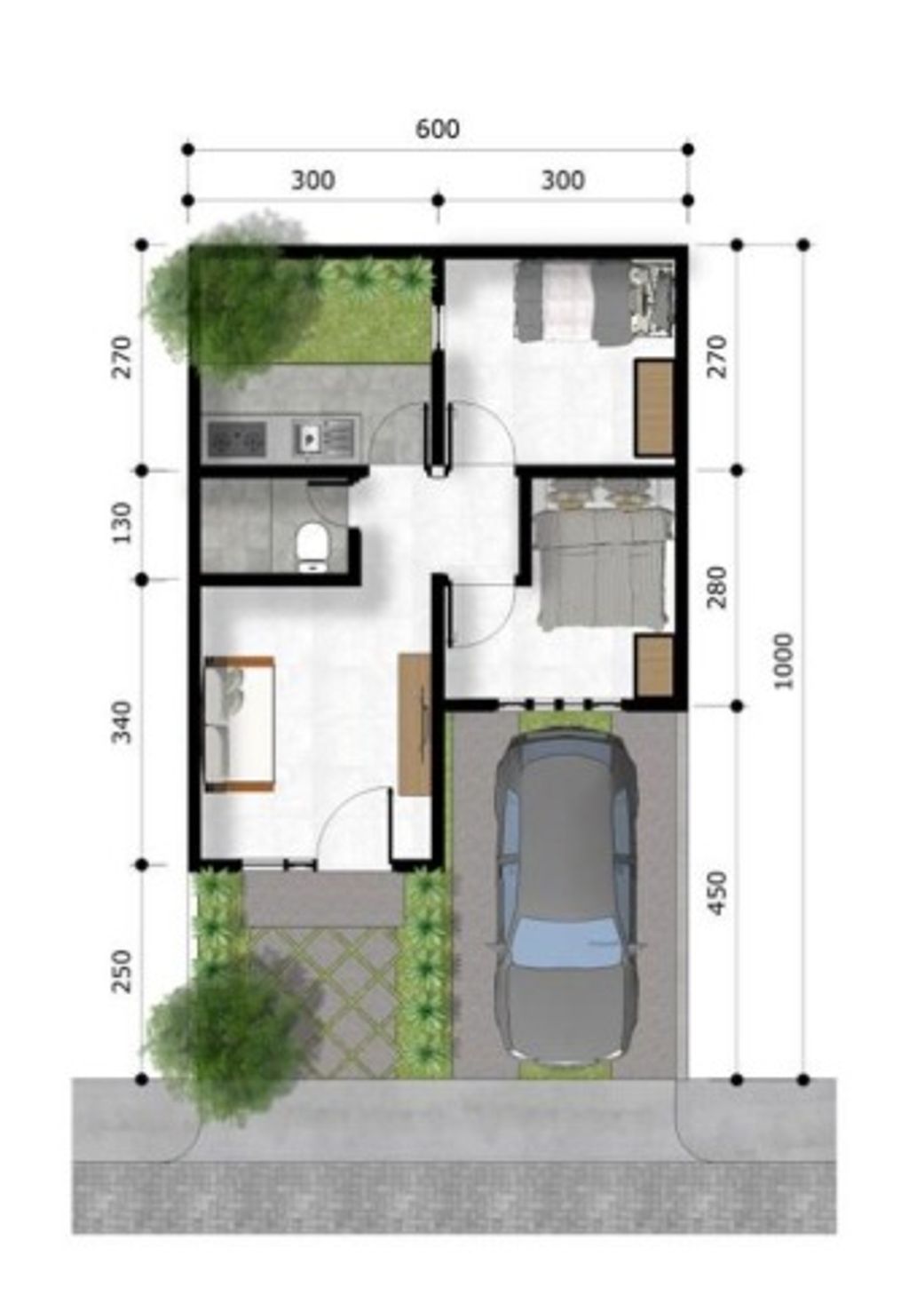 foto denah rumah tipe 40/168 perumahan Prime Panorama Village
