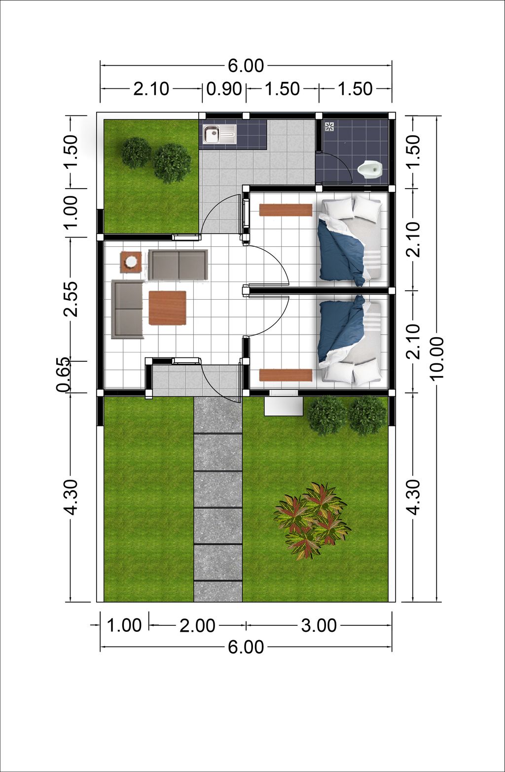 foto denah rumah tipe 27 perumahan KANAYA LAND 12