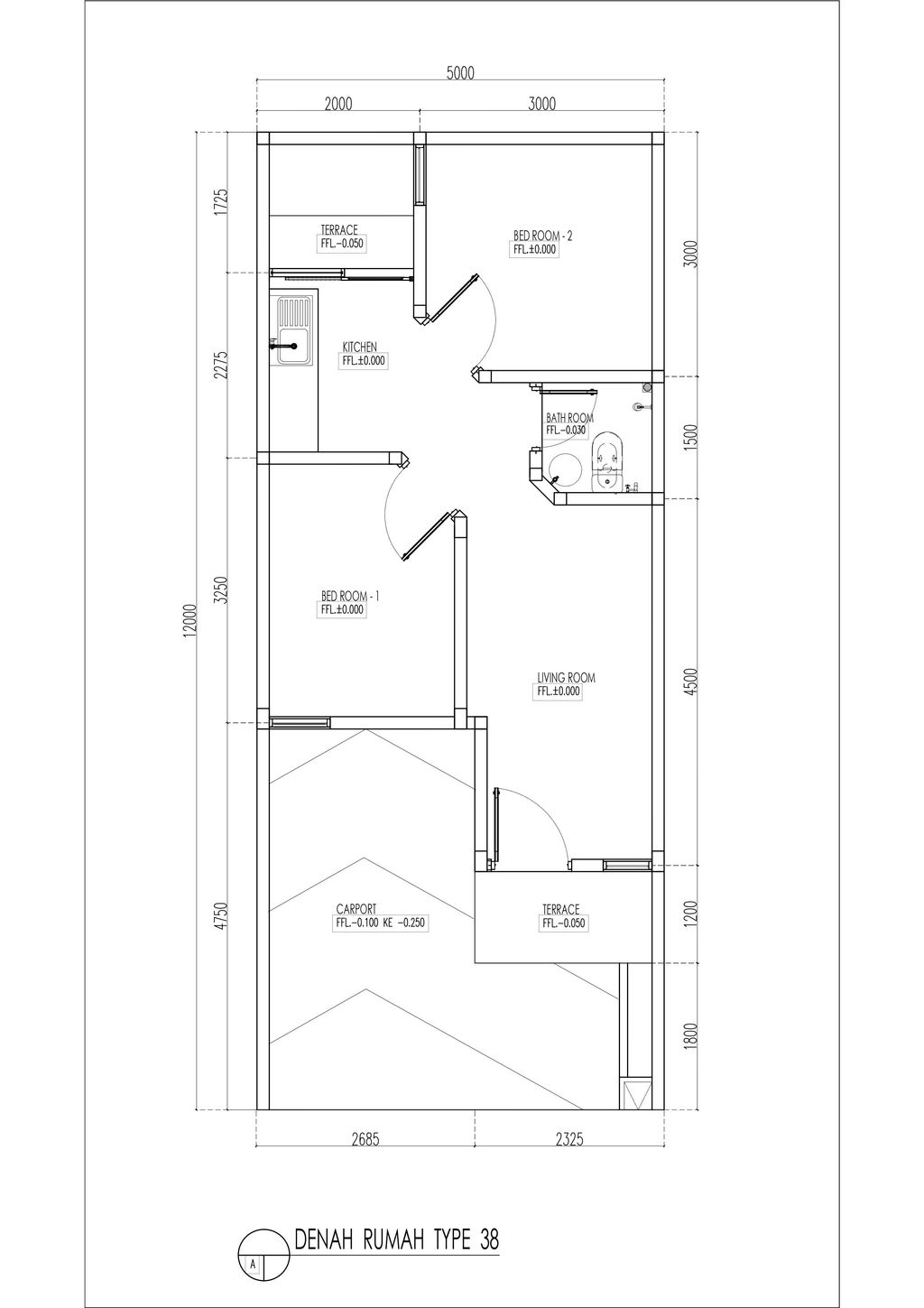 foto denah rumah tipe 38/AB-22 perumahan THE PERMATA VILLAS