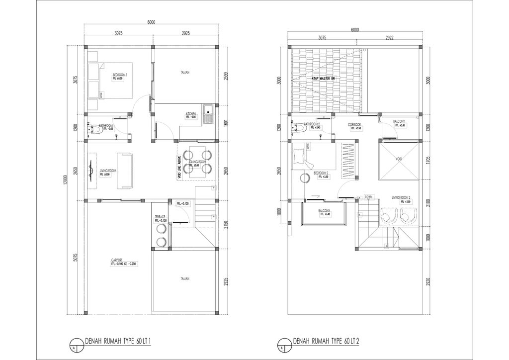 foto denah rumah tipe T 60/72 perumahan THE PERMATA VILLAS