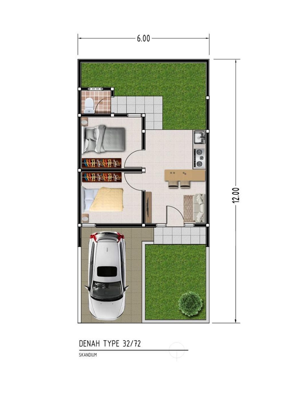 foto denah rumah tipe 32/72 perumahan Cikarang Lake View