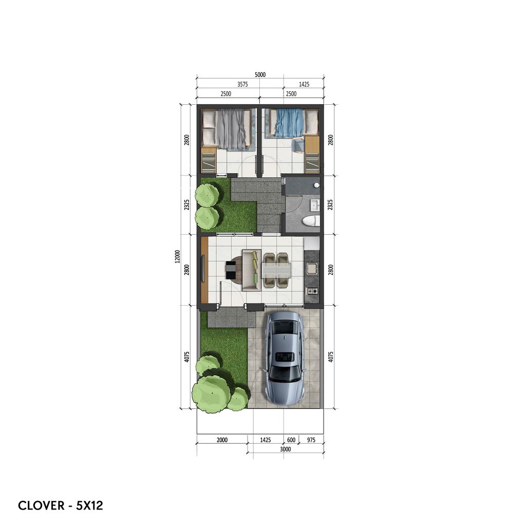 foto denah rumah tipe Clover perumahan CITRALAND CITY KEDAMEAN