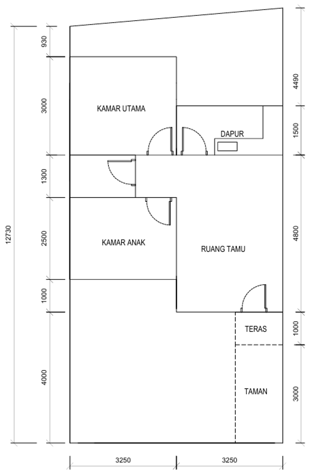 foto denah rumah tipe A (84/53) perumahan Sukodono Park Residence
