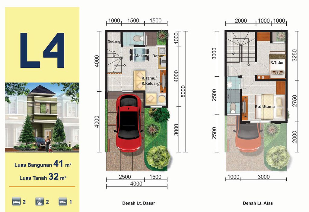 foto denah rumah tipe CAMBON/35 perumahan CLUSTER AMARILLO VILLAGE