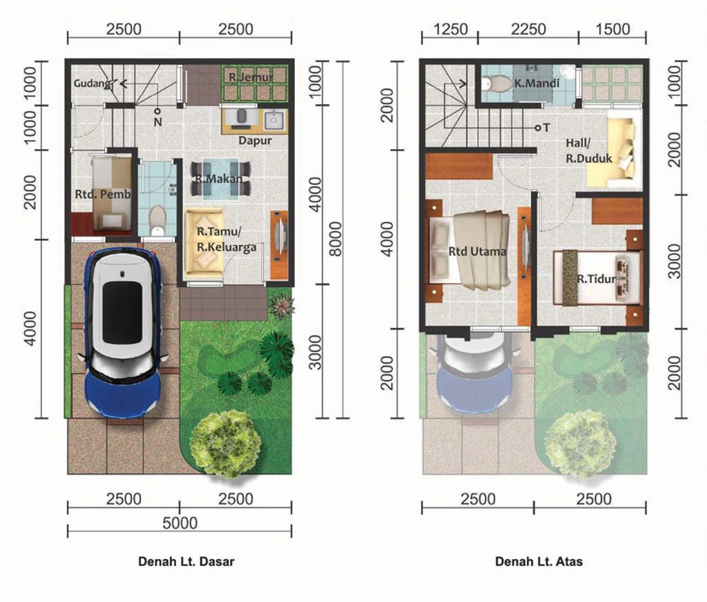 foto denah rumah tipe ELSTON/36 perumahan CLUSTER AMARILLO VILLAGE