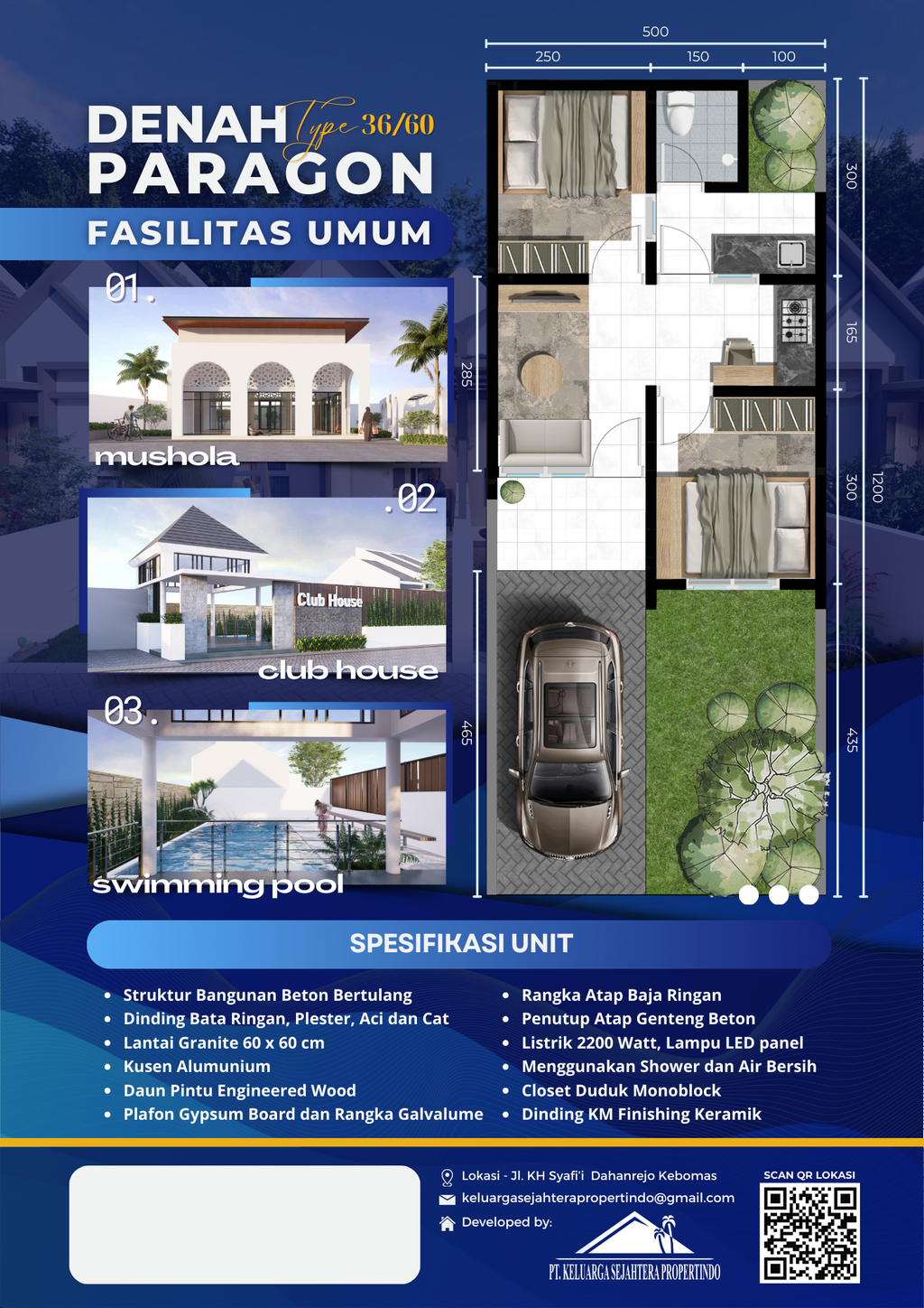 foto denah rumah tipe Paragon perumahan Golden East North Boulevard Tahap II