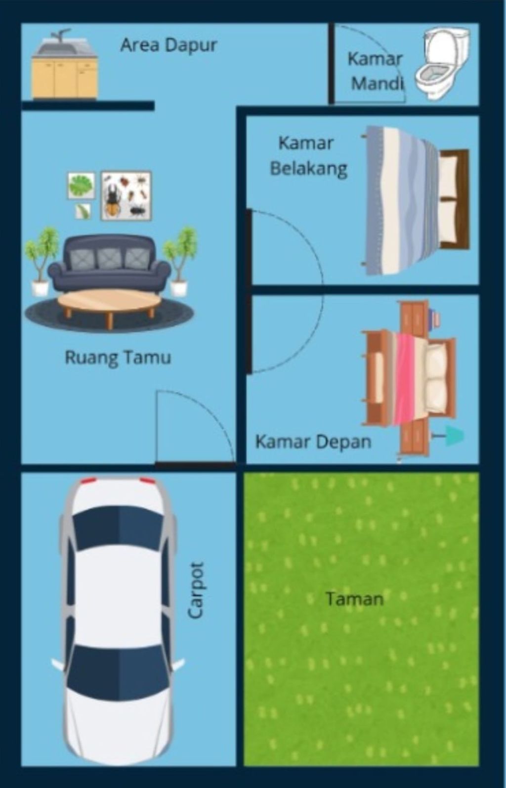 foto denah rumah tipe 30/60 perumahan ARWANA RESIDENCE