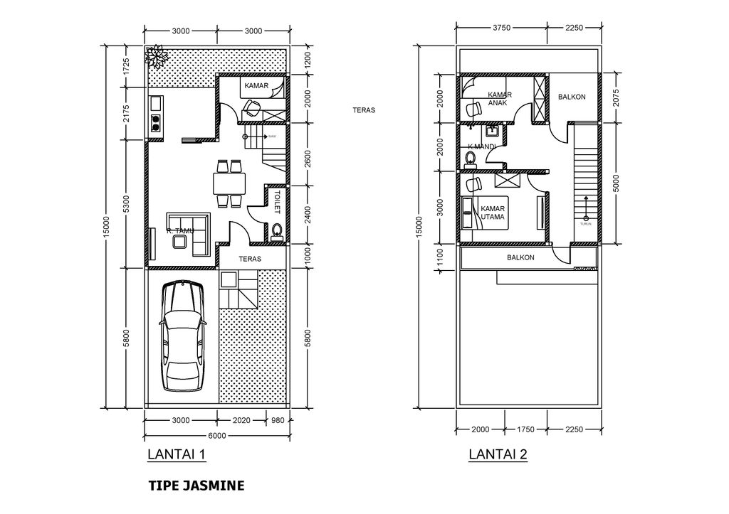 foto denah rumah tipe JASMINE-D-5 perumahan Penta Garden