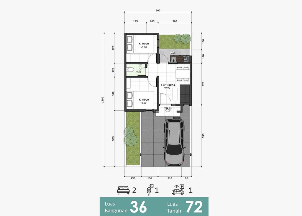 foto denah rumah tipe 36 perumahan Cahaya Residence 2