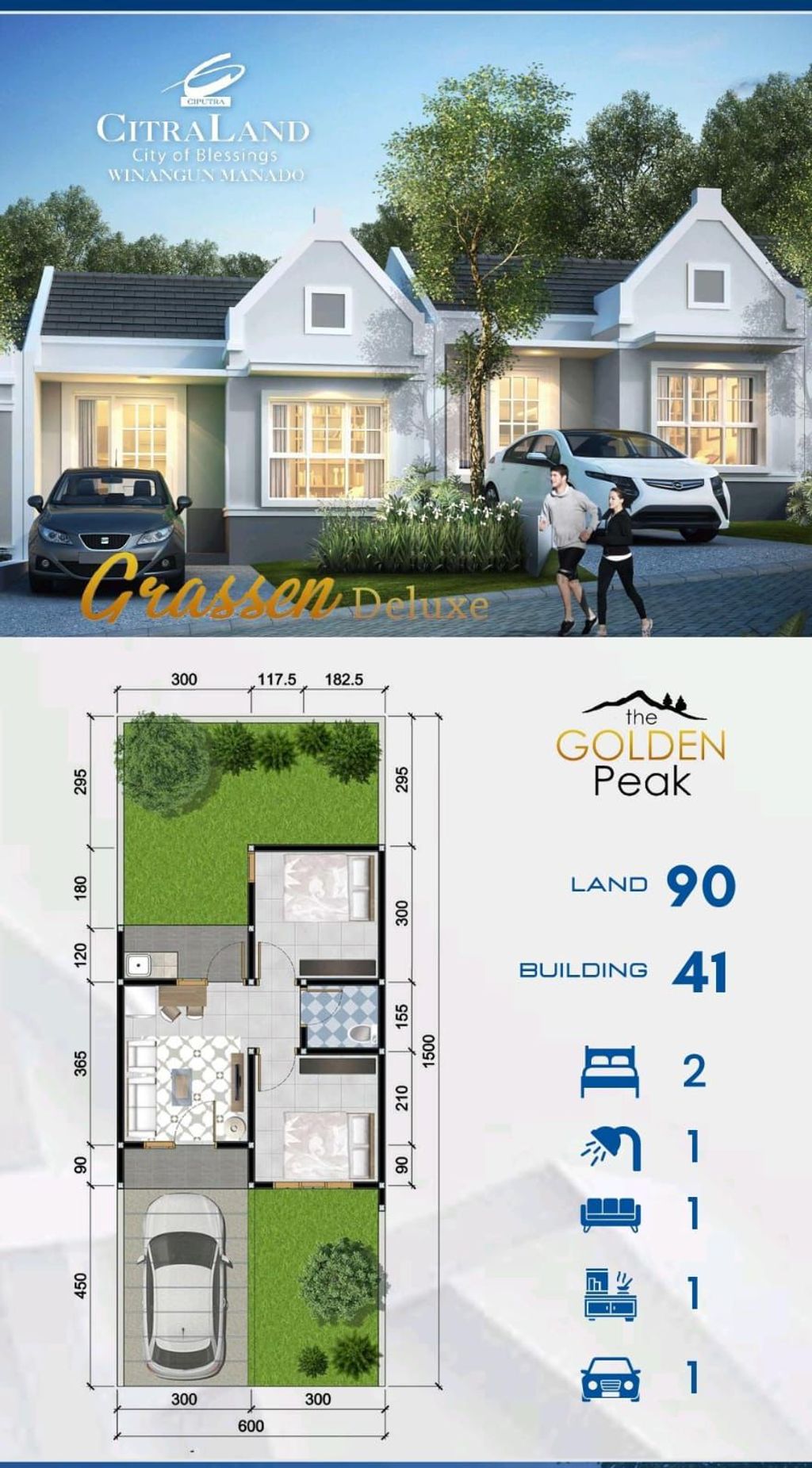 foto denah rumah tipe GRASSEN DELUXE perumahan CITRALAND MANADO