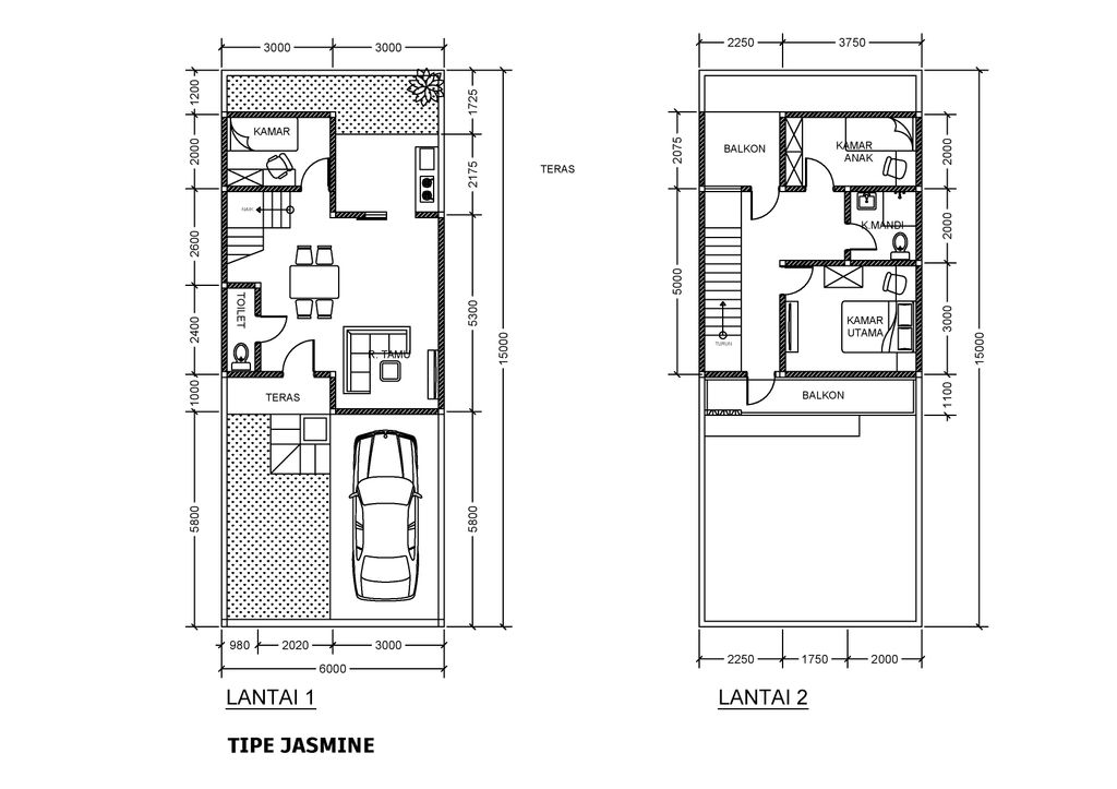 foto denah rumah tipe JASMINE-D-16 perumahan Penta Garden