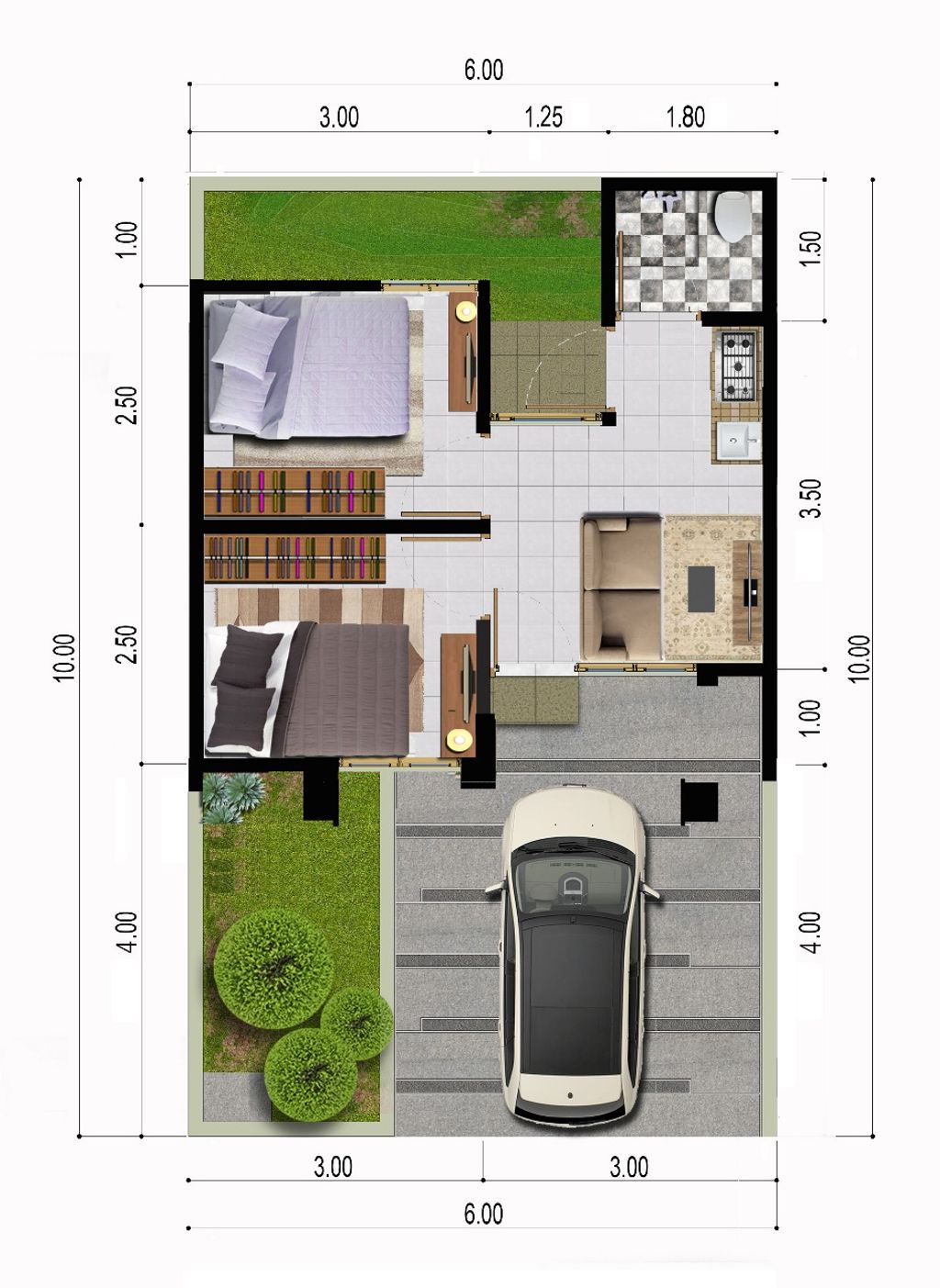 foto denah rumah tipe APURE (6 X 10) perumahan CITRA SENTUL RAYA CLUSTER TIBER HIGHLAND