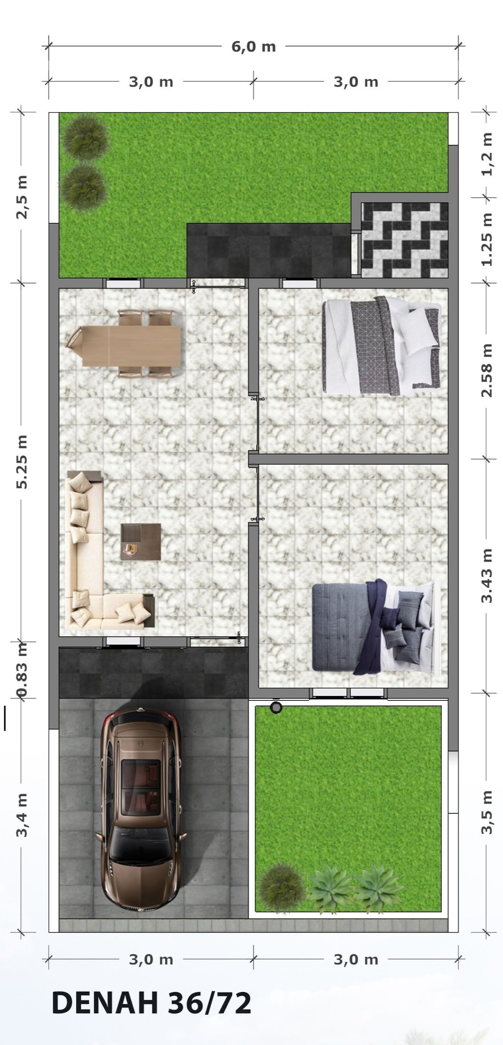foto denah rumah tipe Subsidi perumahan Mekar Town House