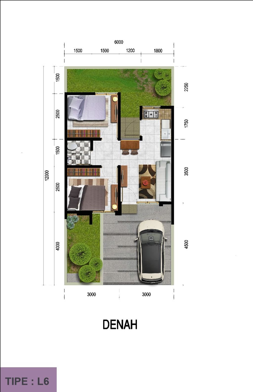 foto denah rumah tipe BELLEVILLE (6 X 12) perumahan CITRA SENTUL RAYA CLUSTER TIBER HIGHLAND