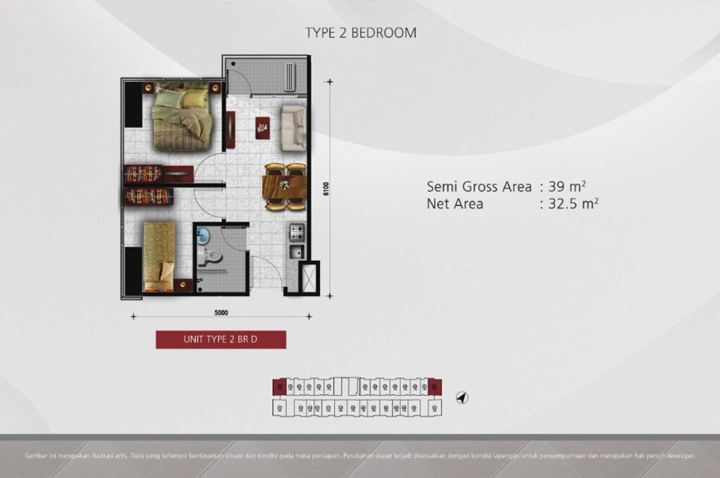 foto denah rumah tipe 2BRD perumahan TANGLIN