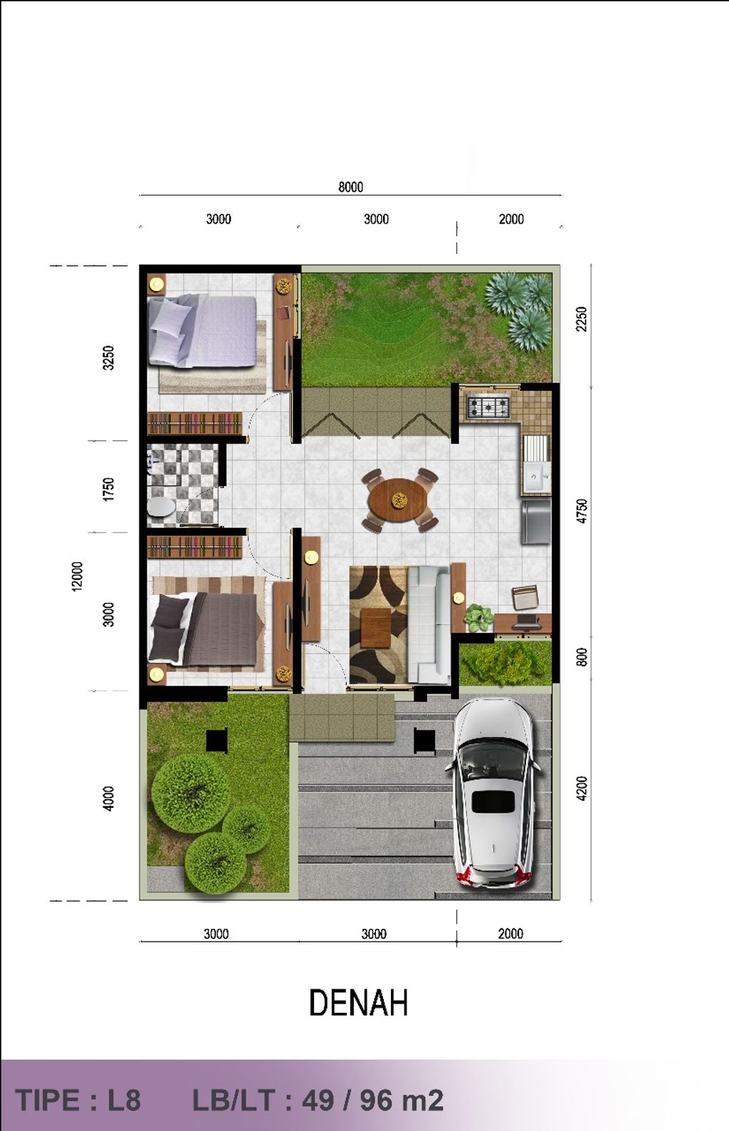 foto denah rumah tipe VENTUARI (8 X 12) perumahan CITRA SENTUL RAYA CLUSTER TIBER HIGHLAND